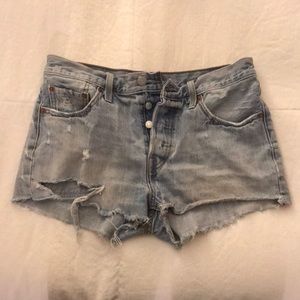 Levi’s 501 distressed denim shorts